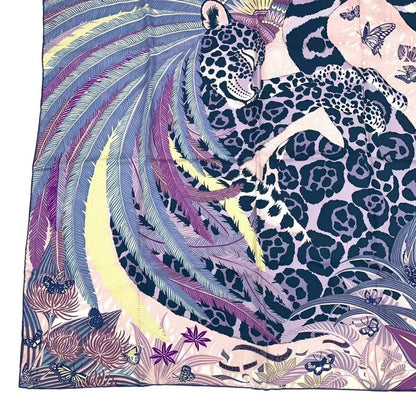 Unused HERMES Carre 90 Scarf Silk Jaguar Quetzal Jaguar Quetzal Multicolor