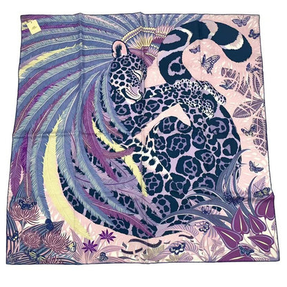 Unused HERMES Carre 90 Scarf Silk Jaguar Quetzal Jaguar Quetzal Multicolor