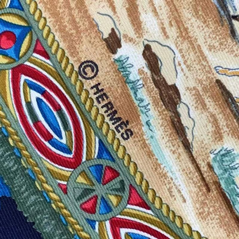 HERMES Carre 90 Scarf Silk Cavaliers Peuls Horseman Of The Pool Tribe Navy