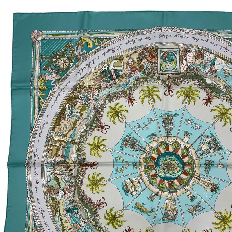 HERMES Scarf Carre 90 100% Silk PER Astra Adastra Through Difficulties To