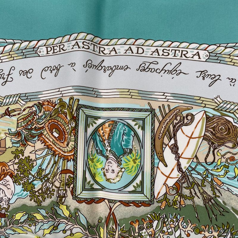 HERMES Scarf Carre 90 100% Silk PER Astra Adastra Through Difficulties To