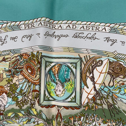 HERMES Scarf Carre 90 100% Silk PER Astra Adastra Through Difficulties To