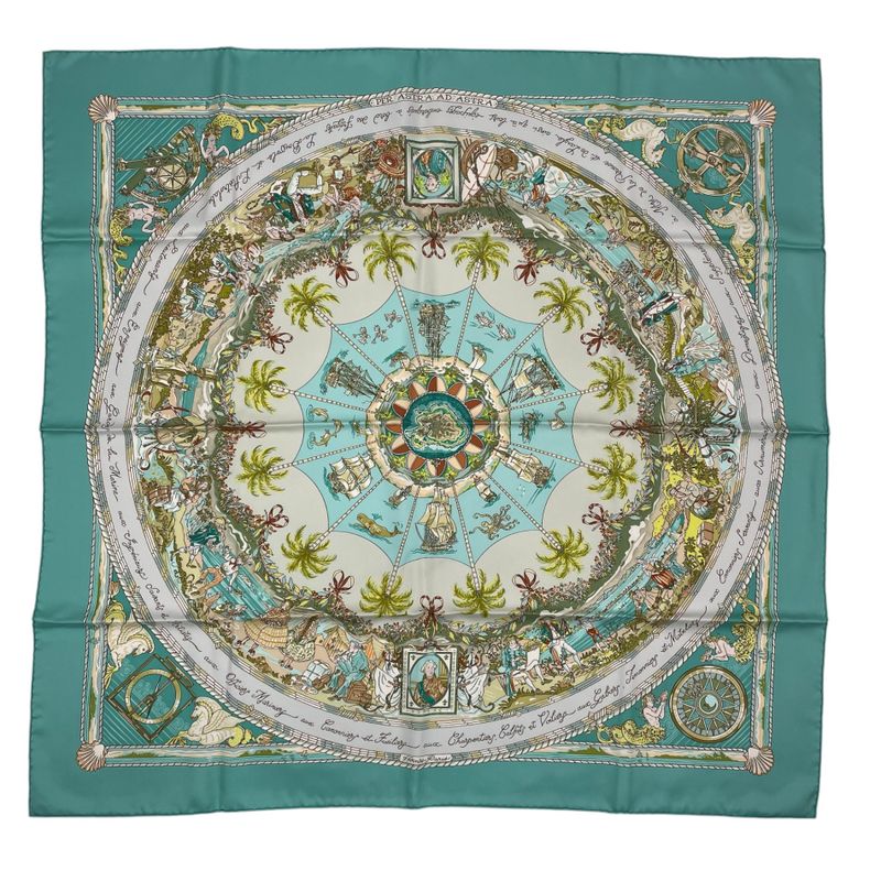HERMES Scarf Carre 90 100% Silk PER Astra Adastra Through Difficulties To