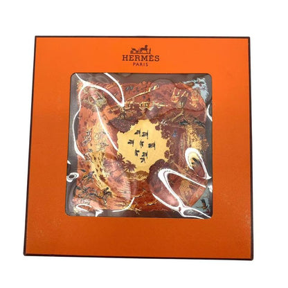 HERMES Scarf 100% Silk Carre 90 Africa Brown Box Included