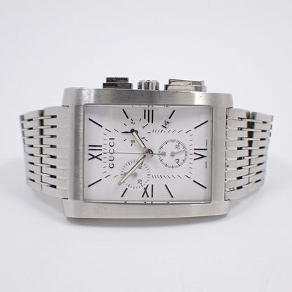 Gucci Chrono Metro Chronograph Quartz Watch White Dial SS