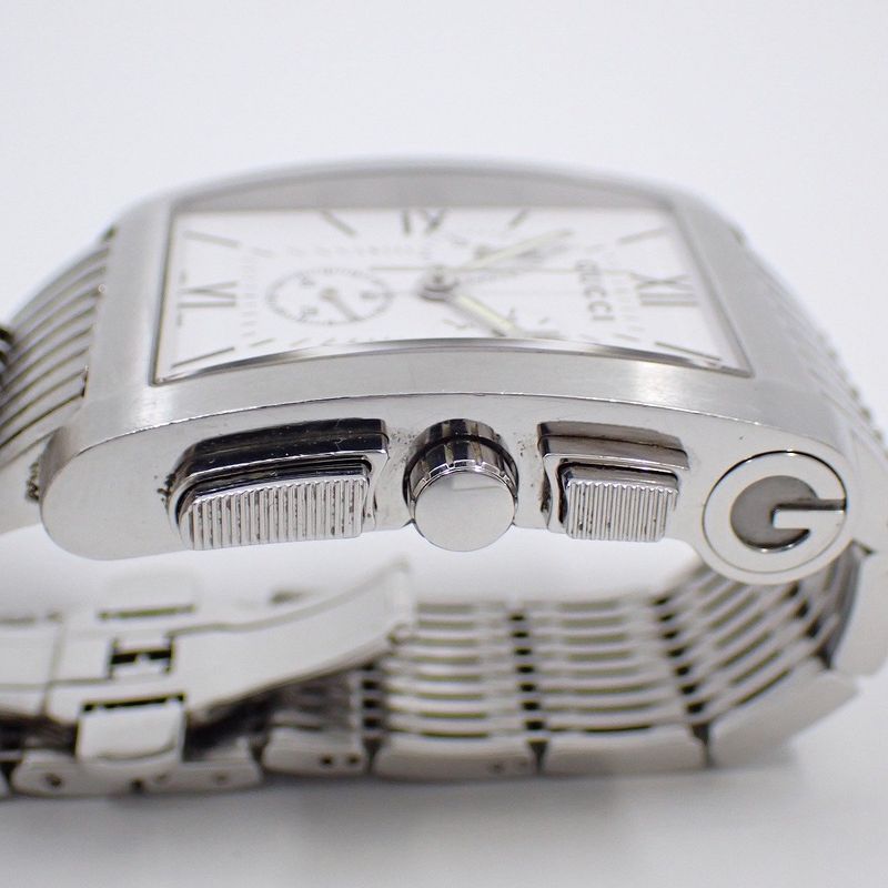 Gucci Chrono Metro Chronograph Quartz Watch White Dial SS