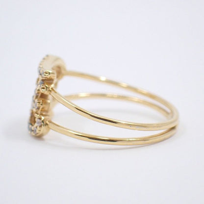 Fendi Calligraphy Ring Gold Color Rhinestone Notation
