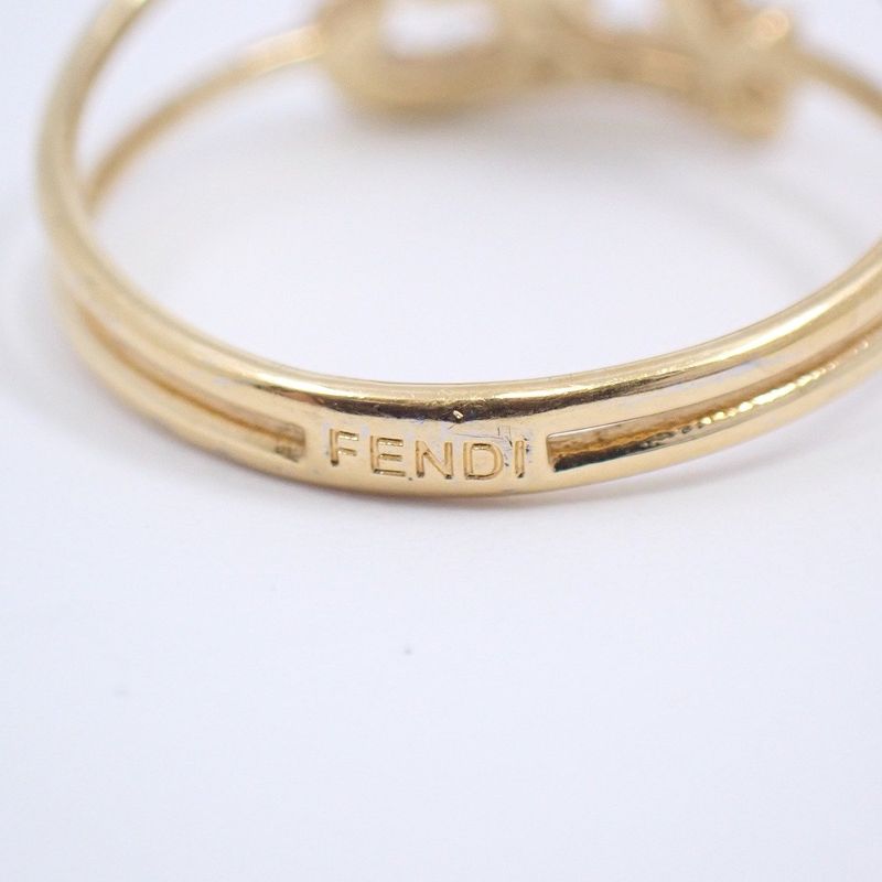 Fendi Calligraphy Ring Gold Color Rhinestone Notation