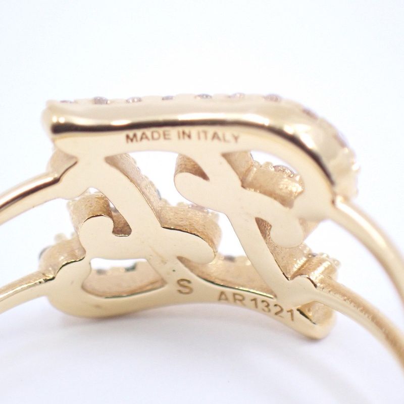 Fendi Calligraphy Ring Gold Color Rhinestone Notation