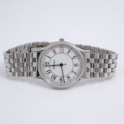Tiffany & Co. Classic Quartz Watch Arabic Index White Dial SS