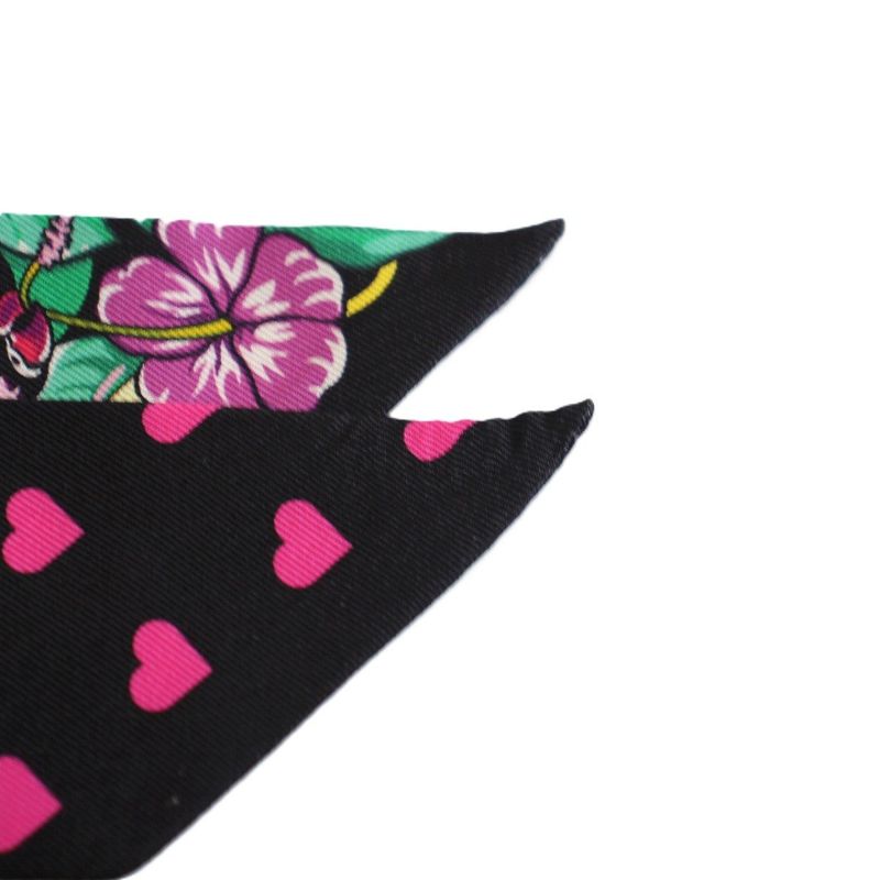 Hermes Twilly Jungle Love Black Silk Scarf