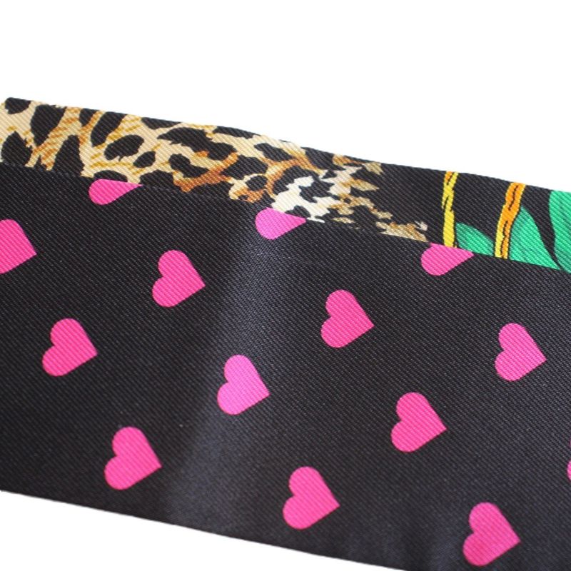 Hermes Twilly Jungle Love Black Silk Scarf