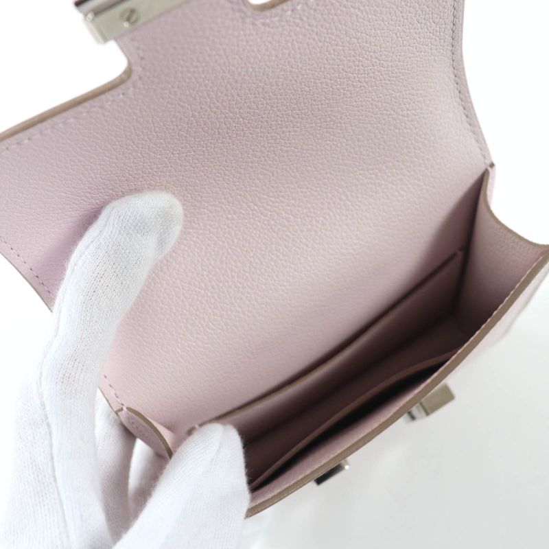HERMES Constance Slim Eva Color Mauvepere Silver Hardware Wallet Bifold Wallet