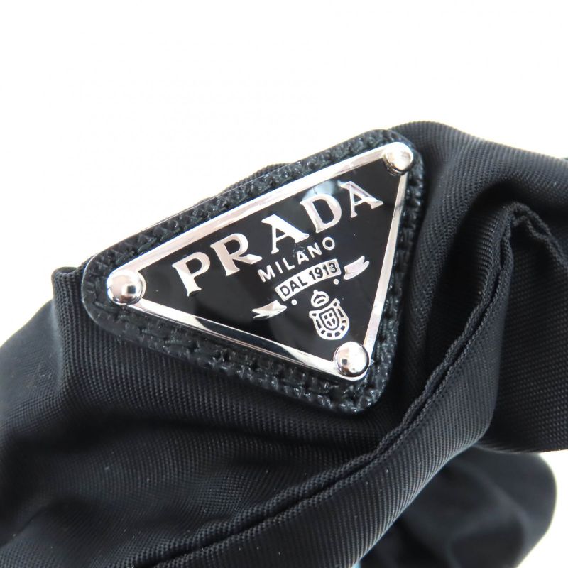 PRADA 1if015 Re-nylon Scrunchie Hair Tie Hair Accessory Black Ladies With