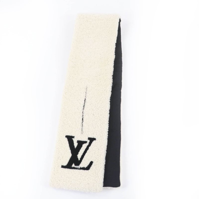 Louis Vuitton M77054 Echarpe -ring LV Logo Shearling Mouton Muffler - Ivory