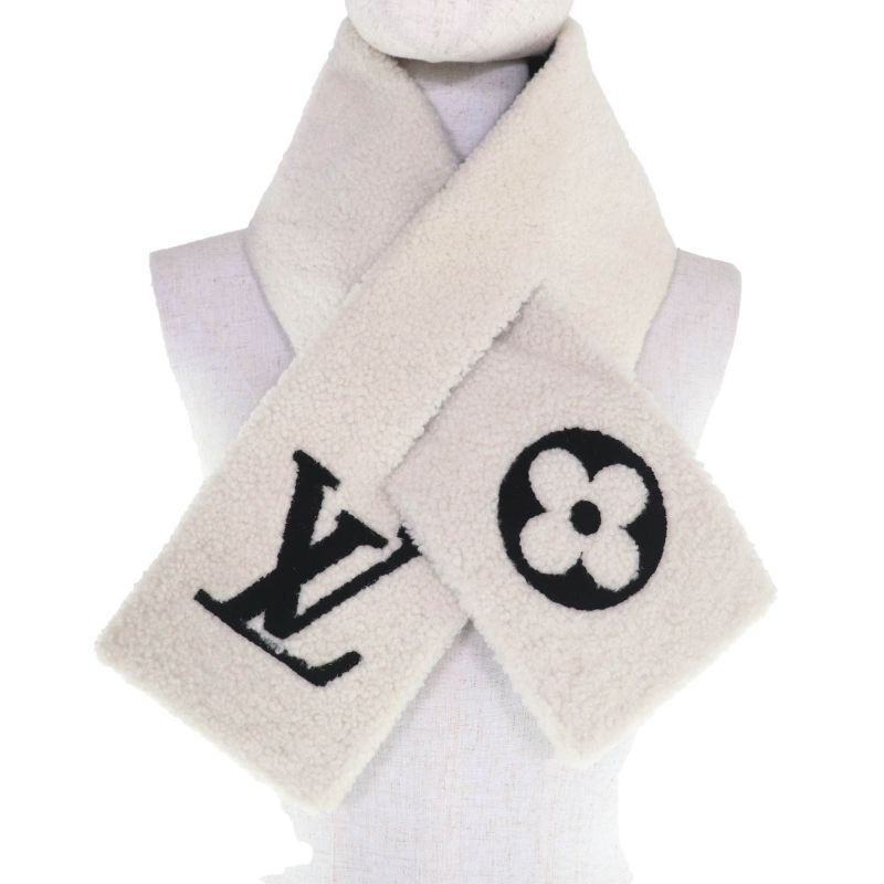 Louis Vuitton M77054 Echarpe -ring LV Logo Shearling Mouton Muffler - Ivory