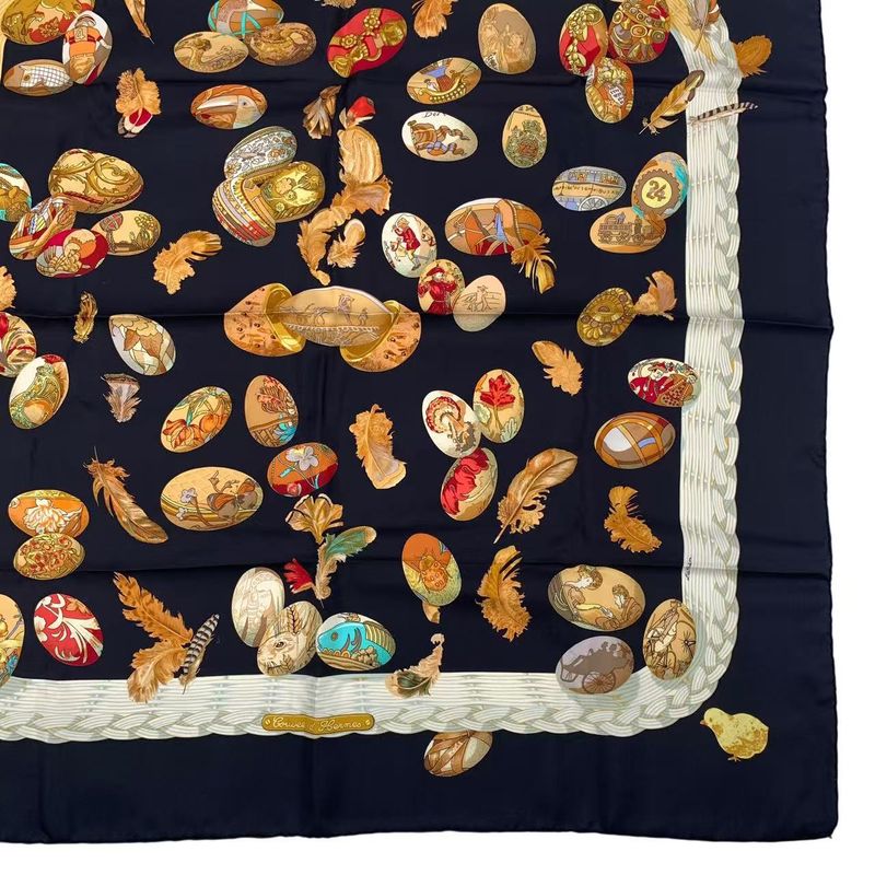 HERMES Carre 90 100% Silk Scarf Couvée D'HERMES HERMES Egg Black Box Included