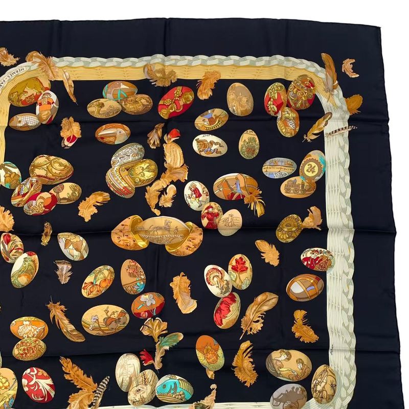 HERMES Carre 90 100% Silk Scarf Couvée D'HERMES HERMES Egg Black Box Included