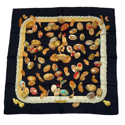 HERMES Carre 90 100% Silk Scarf Couvée D'HERMES HERMES Egg Black Box Included