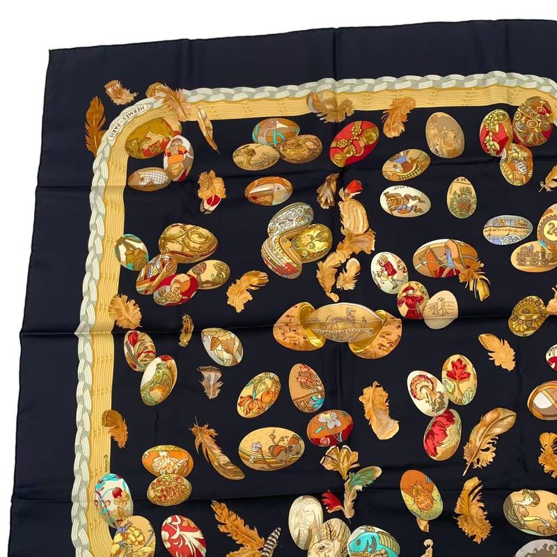 HERMES Carre 90 100% Silk Scarf Couvée D'HERMES HERMES Egg Black Box Included