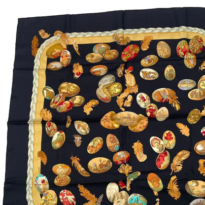 HERMES Carre 90 100% Silk Scarf Couvée D'HERMES HERMES Egg Black Box Included
