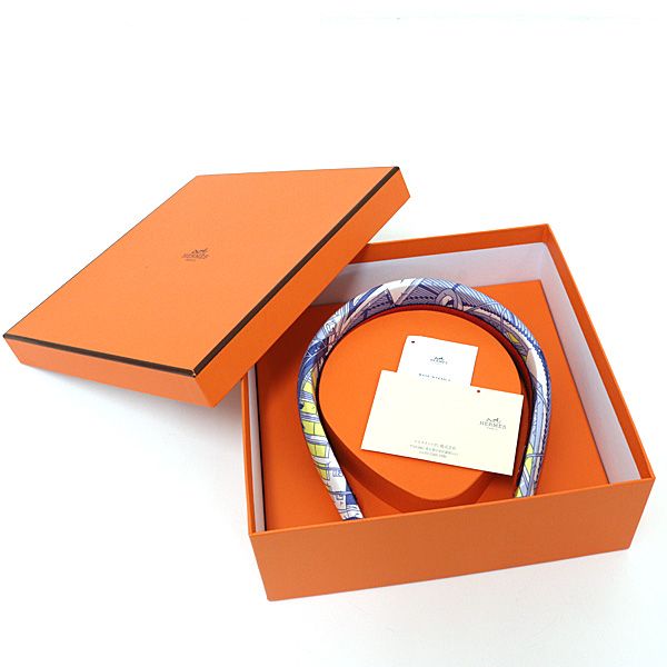 Hermes Headband Silk Twill Light Blue Series Width
