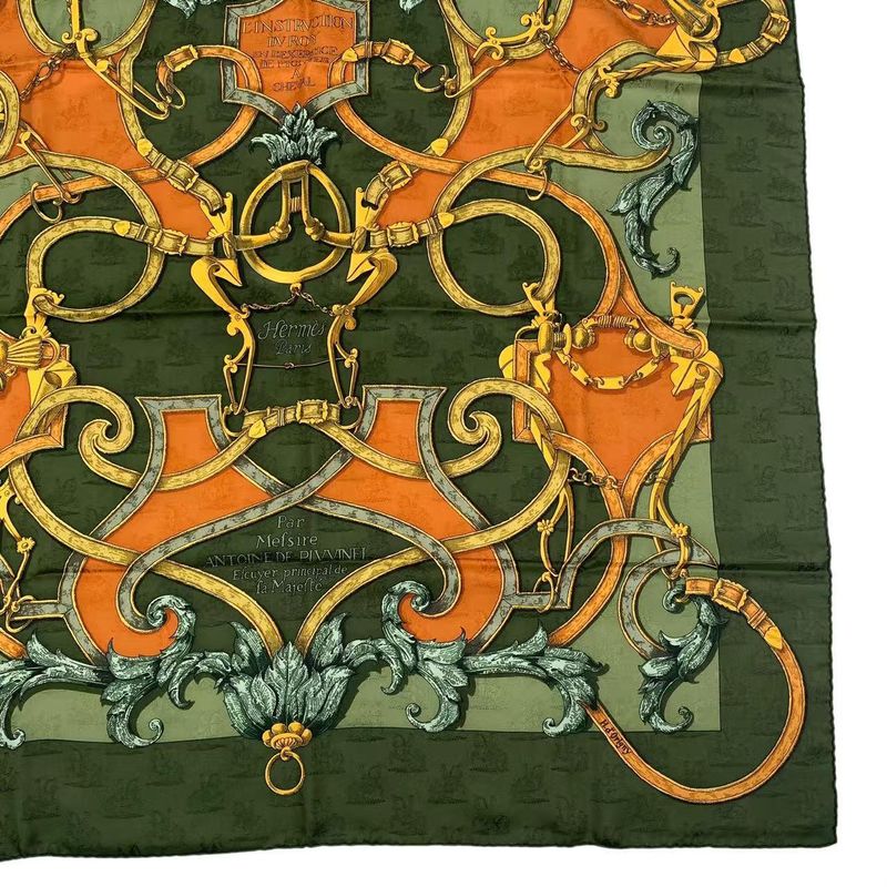 HERMES Scarf Carre 90 100% Silk L'instrvction DV ROY Teiogaku Horse Pattern