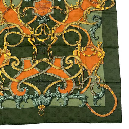 HERMES Scarf Carre 90 100% Silk L'instrvction DV ROY Teiogaku Horse Pattern