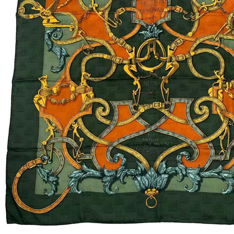 HERMES Scarf Carre 90 100% Silk L'instrvction DV ROY Teiogaku Horse Pattern