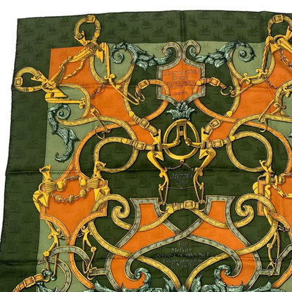 HERMES Scarf Carre 90 100% Silk L'instrvction DV ROY Teiogaku Horse Pattern