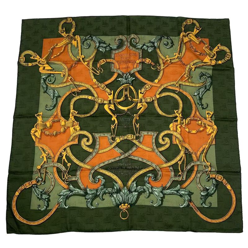 HERMES Scarf Carre 90 100% Silk L'instrvction DV ROY Teiogaku Horse Pattern