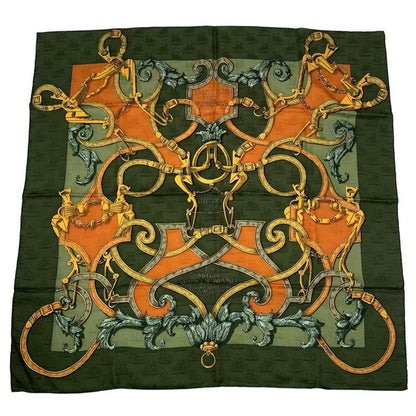 HERMES Scarf Carre 90 100% Silk L'instrvction DV ROY Teiogaku Horse Pattern