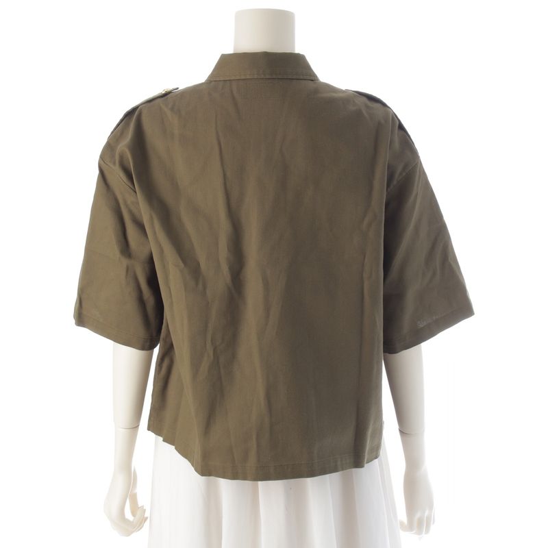 CELINE 2022 Cotton Eddy Triomphe Button Short Sleeve Military Short Sleeve