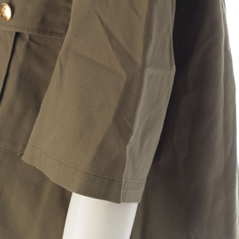 CELINE 2022 Cotton Eddy Triomphe Button Short Sleeve Military Short Sleeve