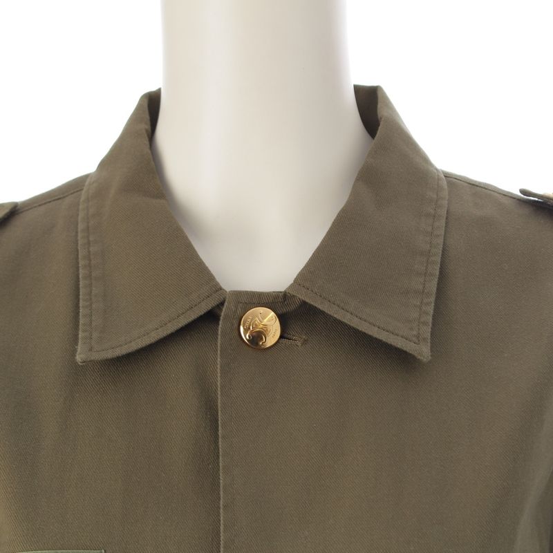 CELINE 2022 Cotton Eddy Triomphe Button Short Sleeve Military Short Sleeve