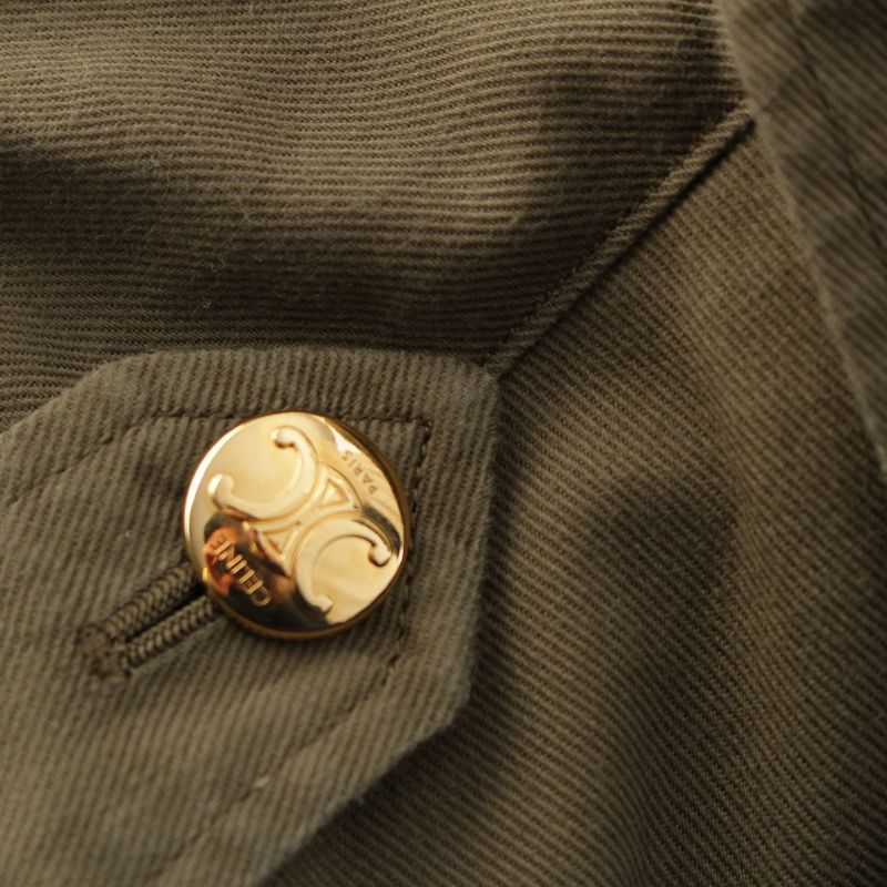 CELINE 2022 Cotton Eddy Triomphe Button Short Sleeve Military Short Sleeve