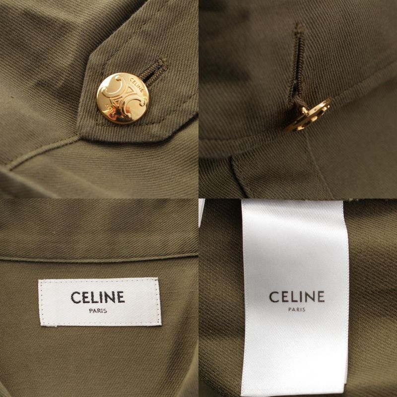 CELINE 2022 Cotton Eddy Triomphe Button Short Sleeve Military Short Sleeve