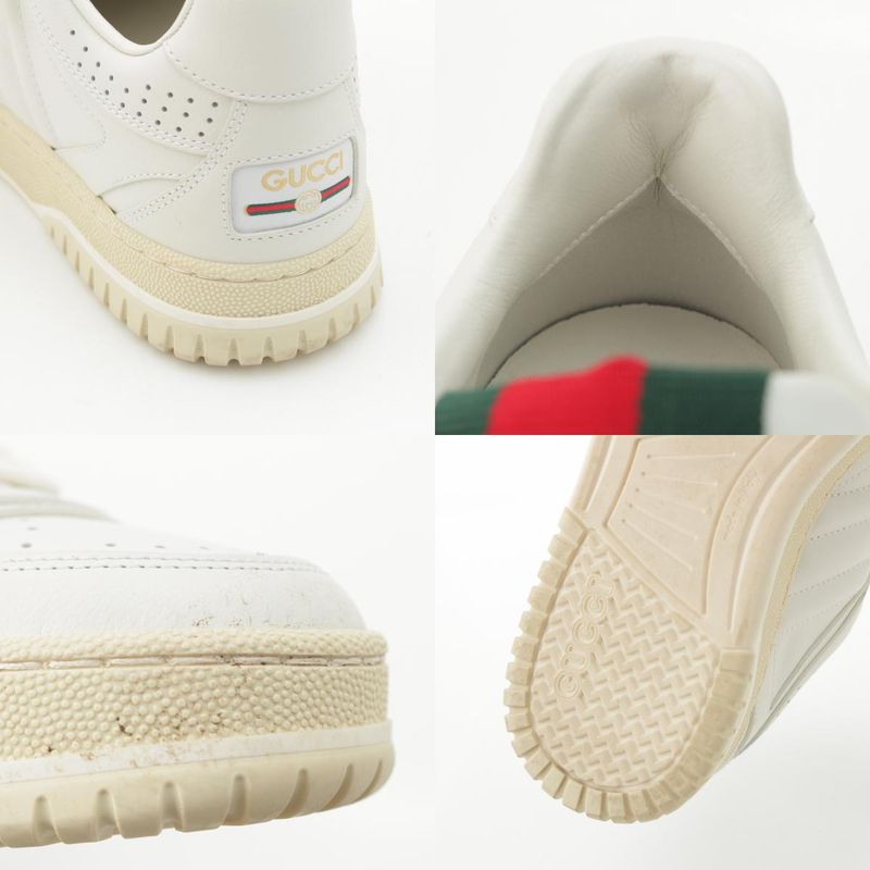 GUCCI Leather Reweb Low Cut Sneakers Shoes 785728 White 35.5