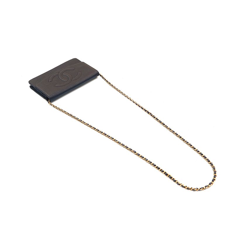 Chanel Shoulder Bag Caviar Leather CC Logo Chain Wallet