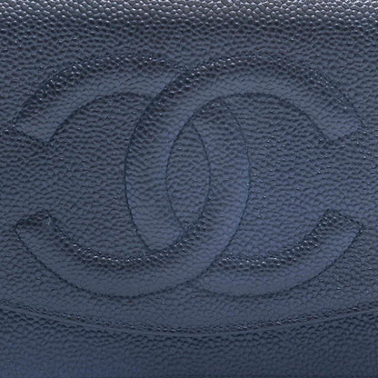 Chanel Shoulder Bag Caviar Leather CC Logo Chain Wallet