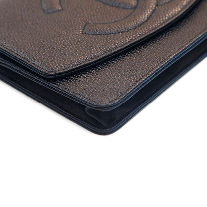 Chanel Shoulder Bag Caviar Leather CC Logo Chain Wallet