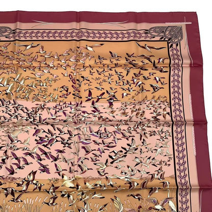 HERMES Carre 90 100% Silk Scarf Libres Comme L'air Sky Is Free Pink Box Included