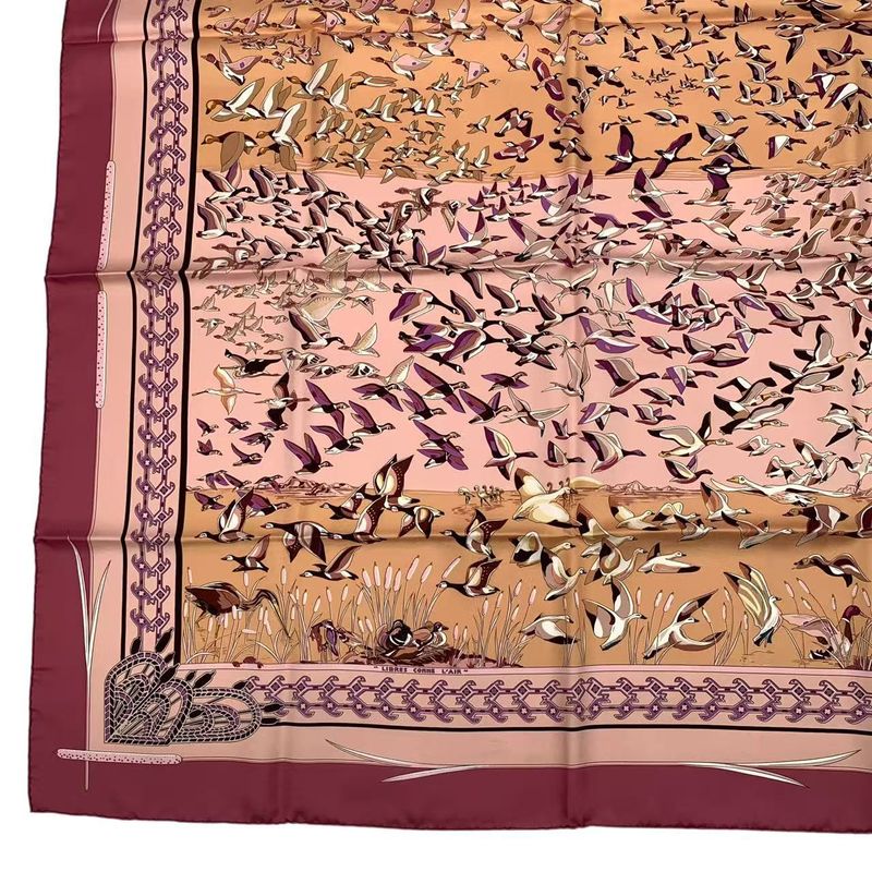 HERMES Carre 90 100% Silk Scarf Libres Comme L'air Sky Is Free Pink Box Included