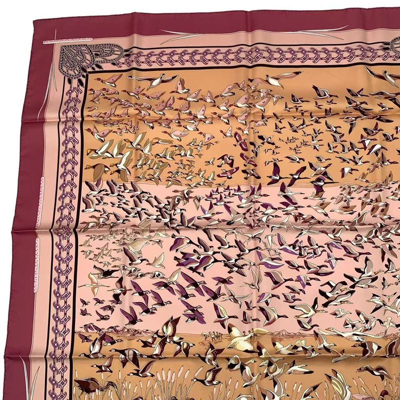 HERMES Carre 90 100% Silk Scarf Libres Comme L'air Sky Is Free Pink Box Included