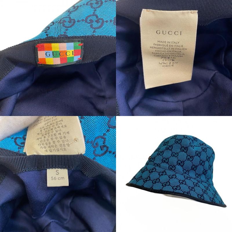GUCCI 656573 Hat Fedora Hat Bucket Hat Blue - Unisex