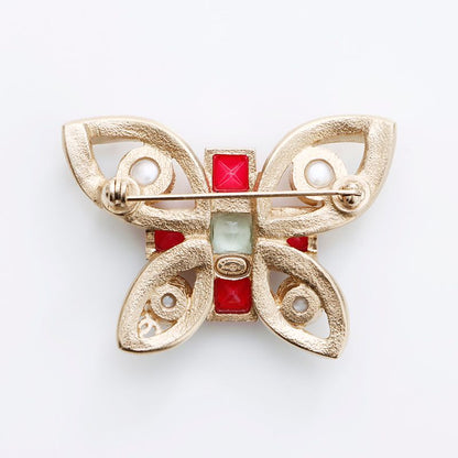 Chanel Brooch Red Gold