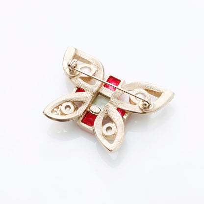 Chanel Brooch Red Gold