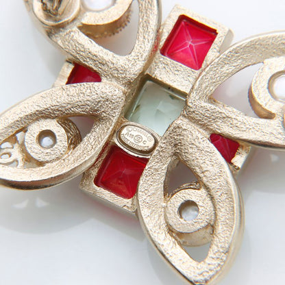 Chanel Brooch Red Gold