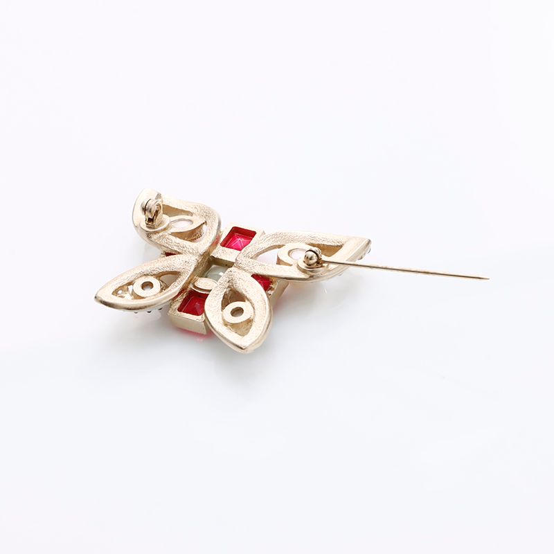 Chanel Brooch Red Gold