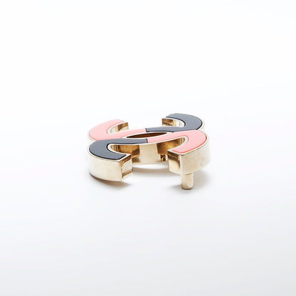 Chanel Brooch CC Logo Bicolor Black & Pink